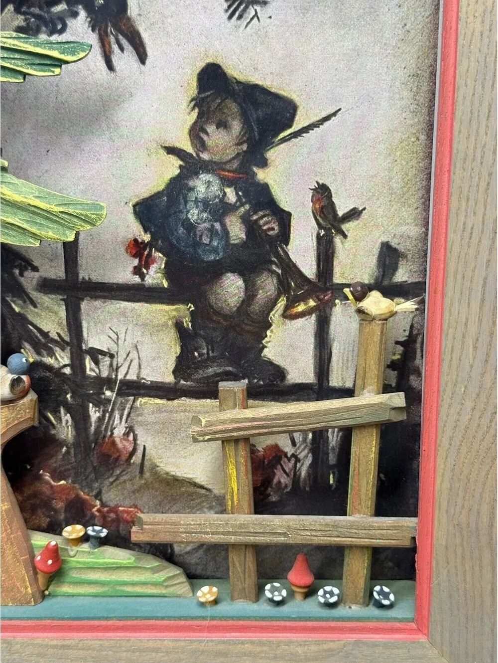 Genuine Hummel Print Emil Fink Verlag Shadow Box Picture 10” X 13” 3D Boy Woods